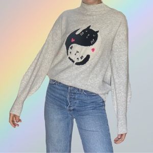 🔥SALE🔥Loft YingYang cat sweater NWT size Small